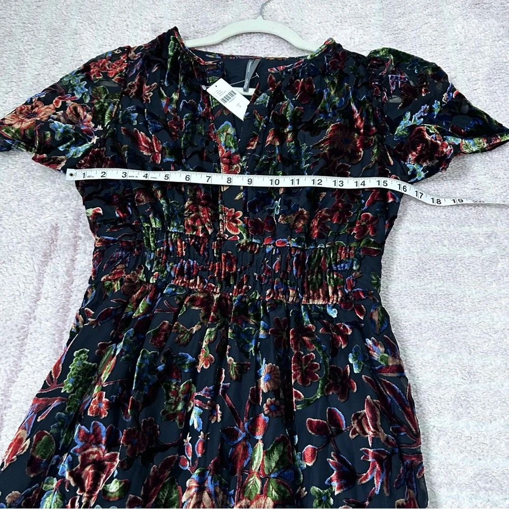 NWT Anthropologie Somerset Floral Velvet Mini Dress Size Small Boho Fall Event - Picture 10 of 14
